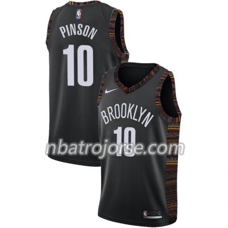 Män Brooklyn Nets Tröja Theo Pinson 10 2018-19 Nike City Edition Svart Swingman